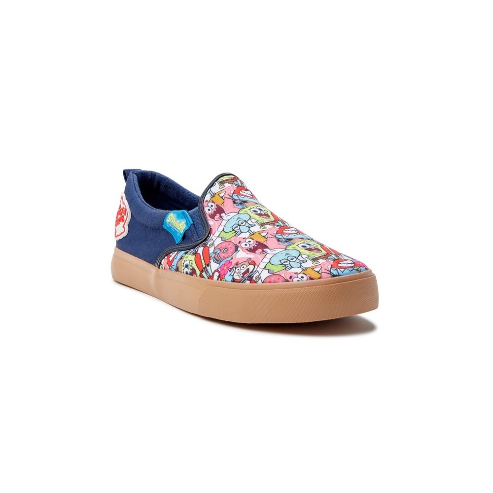 Ground Up SpongeBob SquarePants Slip On Sneakers Men 12 Navy Krusty Krab Cartoon